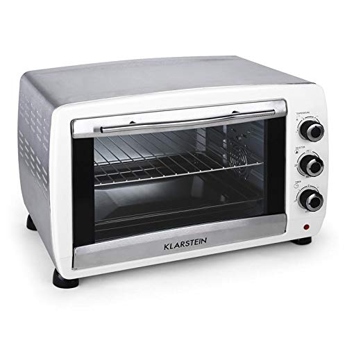 Klarstein Omnichef 45W - Mini horno, Horno eléctrico, 45 L, 4 Bandejas, 2000 W, Hasta 230 °C, 4 Puntos de calor, Gratinador, Temporizador, Vidrio de seguridad, Acero inoxidable, Blanco