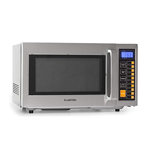 Klarstein Pro Bestzeit 25 Microondas Profesional - gastronomía, uso comercial 1000W, cámara de cocción de 25 litros, 52 x 31 x 44 cm, pantalla LCD, 3 niveles de potencia, acero inoxidable