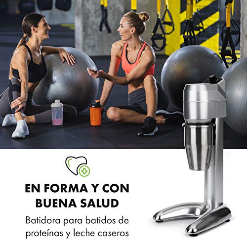 Klarstein Pro Kraftprotz Batidora para bedidas - 300W, capacidad 0.9 litros, agitador, batidora de leche y proteína, mezclador de bebidas, acero inoxidable, plata