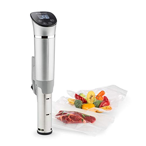 Klarstein Quickstick Flex - Sous Vide, Máquina de cocción al vacío, 1300 W, Programable, Circulación en 3D, 0-95 °C, Pantalla LCD táctil, Resistencia al agua IPX7, Hasta 20 litros, Plateado