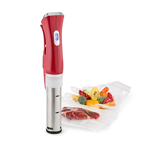 Klarstein Quickstick Sous Vide - Bomba, Circulación en 3D, 1300 W, Rango de temperatura de 50-95 °C, Hasta 20 litros de volumen, Pantalla táctil TCD, Rojo