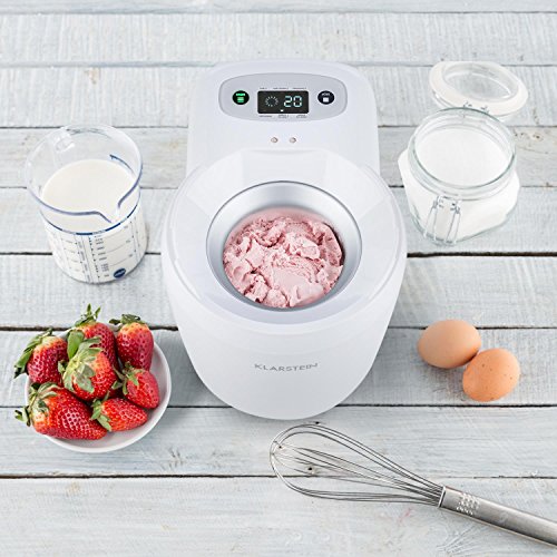 Klarstein - Schneeflöckchen, Heladera, Prepara Helados, Batidos, Smoothies, Enfriado termoelectrico, 700 mL, Ingredientes en 0,3 L, Sin enfriamiento previo, Silenciosa, Blanca