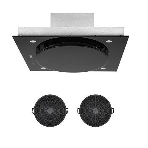 Klarstein Secret Service juego de ventilación - Extractor cubierto, Campana extractora, 110 cm, 800m³/h, Iluminación, Acero, 2 filtros de carbón, Negro