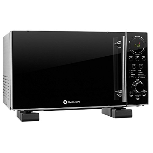 Klarstein Set Luminance Prime Microondas Convección con Grill con soportes (potencia máxima de 700W, capacidad de 20 litros, programas autimáticos, caja acero inoxidable, función descongelado)