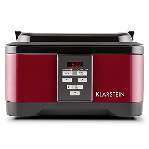 Klarstein Tastemaker - cocción Sous-Vide, olla de cocción lenta, olla de cocción al vacío, 6 l, 550 W, 40-90 ° C, Tiempo de cocción: 1-24 h, manejo táctil, tapa, acero inoxidable, rojo