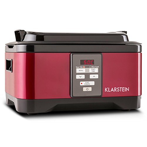 Klarstein Tastemaker - cocción Sous-Vide, olla de cocción lenta, olla de cocción al vacío, 6 l, 550 W, 40-90 ° C, Tiempo de cocción: 1-24 h, manejo táctil, tapa, acero inoxidable, rojo