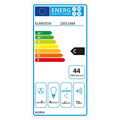 Klarstein UW60BL Campana extractora (317 m³/h Capacidad de extracción, 60 cm de Ancho, Funcionamiento silencioso, 2 filtros extraíbles de Aluminio Lavables, Acero Inoxidable)