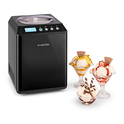 Klarstein - Vanilly Sky Family, Heladera, Yogurtera, Máquina de helados, Refrigeración retardada, Pantalla LED, 250 W, 2,5 litros, Vaso medidor de tamaño de una copa, Negra