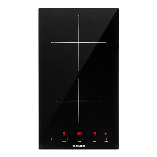 Klarstein VariCook Domino - Placa vitrocerámica de inducción, Cocción doble, Potencia: 1800W-22cm Ø, 1300W-12cm Ø, 9 niveles, Táctil indicadores LED, Temporizador, Apagado automático, Negro