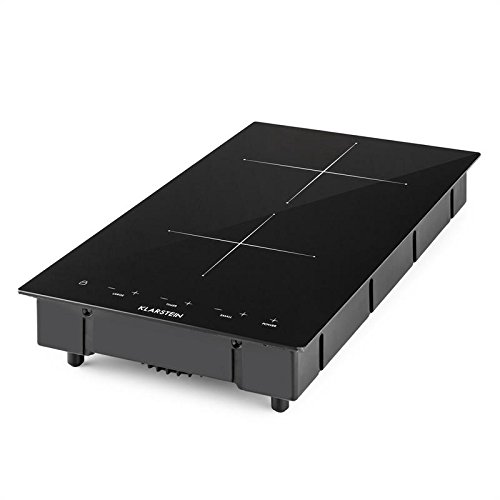 Klarstein VariCook Domino - Placa vitrocerámica de inducción, Cocción doble, Potencia: 1800W-22cm Ø, 1300W-12cm Ø, 9 niveles, Táctil indicadores LED, Temporizador, Apagado automático, Negro