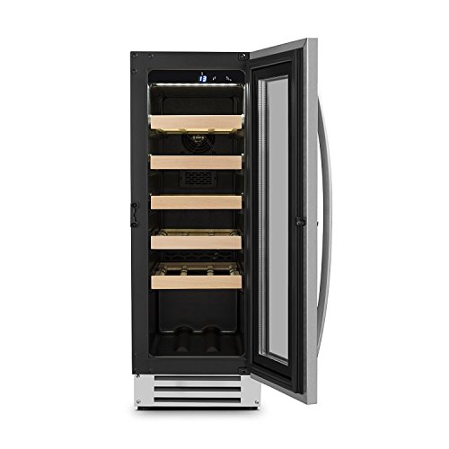 Klarstein Vinovilla Smart - Nevera para vinos, Nevera de bebidas, Volumen de 50 litros, 20 Botellas, Puerta con cerradura y dos llaves, Panel táctil, Iluminación interior LED, Negro