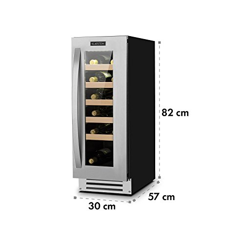 Klarstein Vinovilla Smart - Nevera para vinos, Nevera de bebidas, Volumen de 50 litros, 20 Botellas, Puerta con cerradura y dos llaves, Panel táctil, Iluminación interior LED, Negro