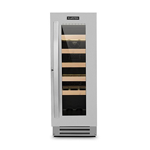 Klarstein Vinovilla Smart - Nevera para vinos, Nevera de bebidas, Volumen de 50 litros, 20 Botellas, Puerta con cerradura y dos llaves, Panel táctil, Iluminación interior LED, Negro