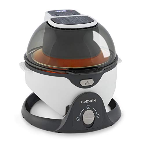 Klarstein VitAir Pommesmaster freidora de aire caliente - 1400 W, de 50-240 °C, sistema de rotación, cocinado a 360°, panel digital, programable hasta 60 min, fuente de calor de carbono, blanco