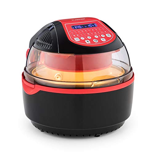 Klarstein VitAir Turbo S Freidora sin aceite - Freir, asar, tostar, 1400W, 10L, 20 programas, Temperatura 50-250 °C, Pantalla LCD, Bloqueo de tapa, Señal acústica, Set de accesorios, Rojo