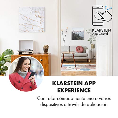 KLARSTEIN Wonderwall Air Art Smart – Calefactor infrarrojo, Panel Calefactor eléctrico, WiFi, Control por App, silencioso, para Colgar en la Pared, 60 x 60cm, 350W, 7 m², mármol I