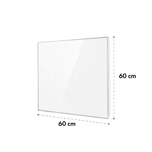 KLARSTEIN Wonderwall - Calefactor infrarrojo, Calefactor portátil, Tecnología de Cristal de Carbono, Programable, Autoapagado, para alérgicos, IP24, Panel de 60 x 60 cm, 600 W, Blanco