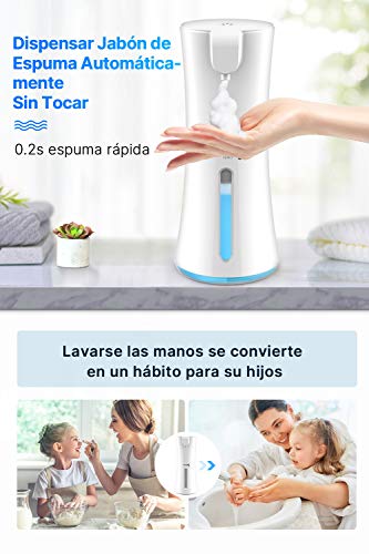 KLAS REMO Dispensador de Jabón Automático,Dispensador de Jabón Espuma con Sensor de Movimiento Inteligente para Baño, Cocina,Oficina,Hotel y Hospital 400ML - Blanco