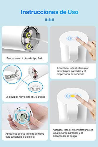 KLAS REMO Dispensador de Jabón Automático,Dispensador de Jabón Espuma con Sensor de Movimiento Inteligente para Baño, Cocina,Oficina,Hotel y Hospital 400ML - Blanco