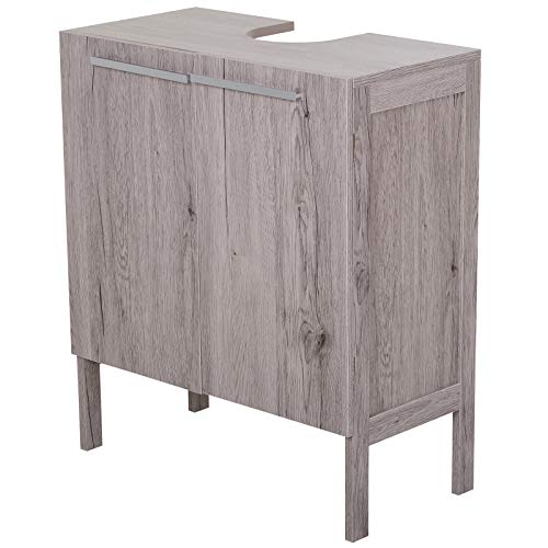 kleankin Mueble Bajo de Lavabo para Baño Compacto con 2 Puertas de Armario 60x30x70 cm