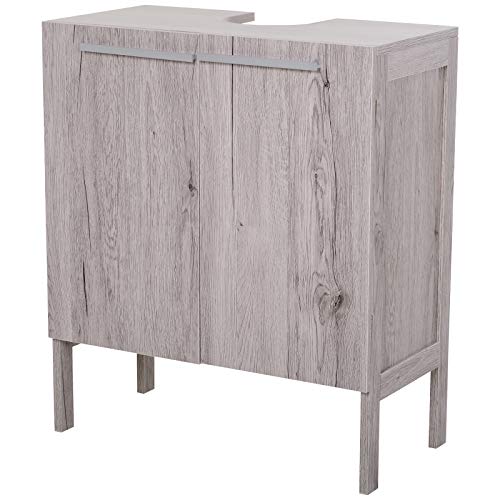 kleankin Mueble Bajo de Lavabo para Baño Compacto con 2 Puertas de Armario 60x30x70 cm