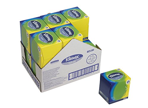 Kleenex 08825010 8825 Pañuelos de Papel, 12 Cajas Cúbicas de 56 Hojas, 3 Capas, Con Bálsamo Protector de Caléndula, Color: Blanco, Bálsamo