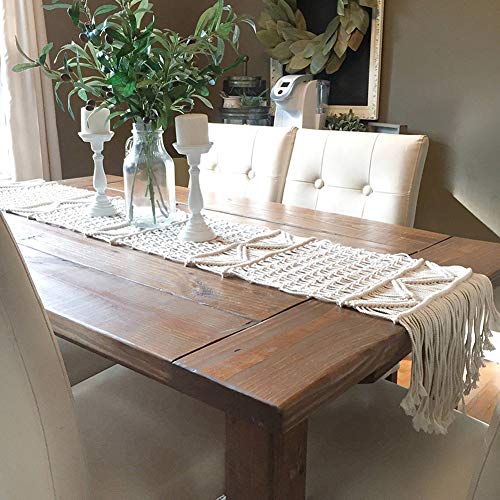 KLOP256 Camino Mesa Banquete Boda Comedor Adornos Decoración del hogar Cocina Tejida Banquete nórdico Vacaciones Macrame Borla Casa Campo navideña Hecha a Mano(Los 35x180cm)