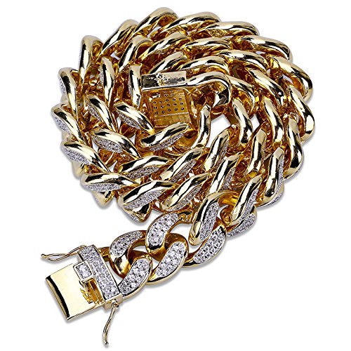 KMASAL - Collar de diamante de laboratorio chapado en oro de 18 quilates con colgante de G-AD, cadena de hip hop para hombres y mujeres