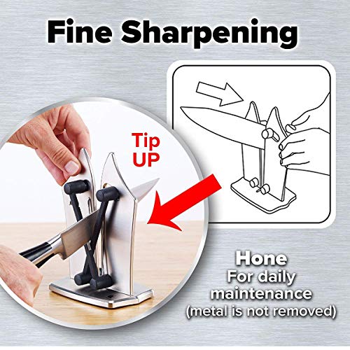 Knife Sharpener, Afilador de Cuchillos, Acero de Tungsteno, para Afilar Navajas y Cuchillos Rectos de Embotados Muy Afilados, Seguro Para La Familia, Regalo Perfecto (Silver)