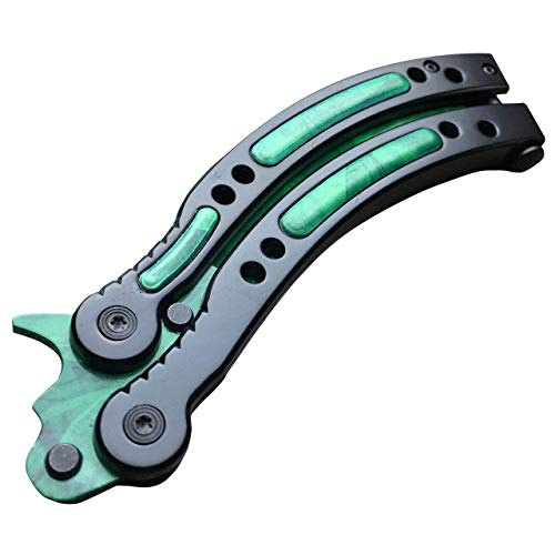 KNIFER Cross Fire Csgo Mariposa Cuchillo, Sport Cross Fire Go Cuchillo, no Sharp (Nuevo Verde)