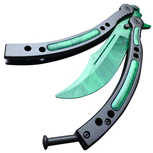 KNIFER Cross Fire Csgo Mariposa Cuchillo, Sport Cross Fire Go Cuchillo, no Sharp (Nuevo Verde)