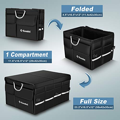 Knodel Organizador de Maletero de Coche Sturdy con Cubierta Plegable, contenedor de Almacenamiento Plegable, Caja de Almacenamiento portátil multipropósito y Portador, a Prueba de Agua (XL)