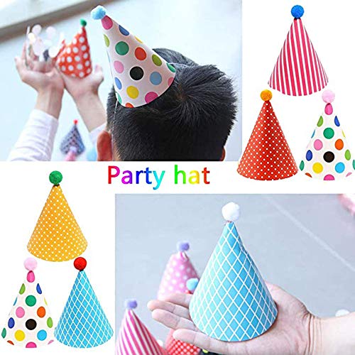 Knowing 11pcs Sombreros Cumpleaños Fiesta con Pompones,Decoración Colorido Party Celebrar para Niños Adultos,Fun Birthday Jamboree Party Sombreros