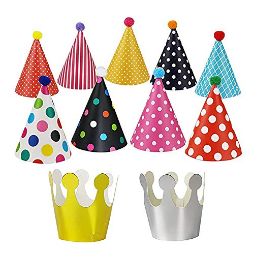 Knowing 11pcs Sombreros Cumpleaños Fiesta con Pompones,Decoración Colorido Party Celebrar para Niños Adultos,Fun Birthday Jamboree Party Sombreros