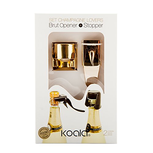 Koala Abridor, Sacacorchos De Botellas Champagne Y Tapon Hermeticoset Champagne Y Bomba Vacío Abridor Champagne Y Tapón Hermético, Oro (Set De 2 )