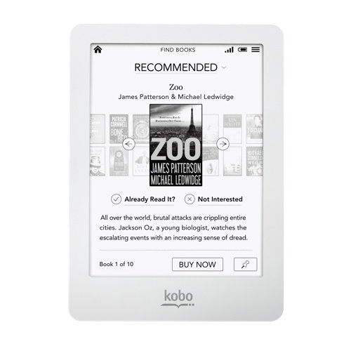 Kobo Glo - Lector de eBooks de 6" (Formatos de texto soportados: CBZ, ePub, HTML, PDF, RTF, bluetooth, pantalla táctil), blanco