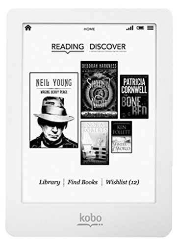 Kobo Glo - Lector de eBooks de 6" (Formatos de texto soportados: CBZ, ePub, HTML, PDF, RTF, bluetooth, pantalla táctil), blanco