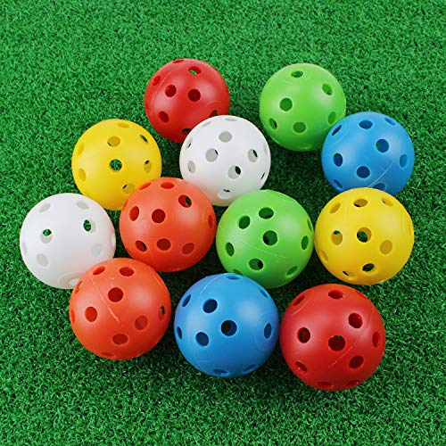 Kofull 40 mm 24 piezas pelotas de golf de distancia con agujero de flujo de aire de golf coloridas bolas de plástico perforadas para práctica de uso doméstico, mascotas bolas para diversión, Mezcla