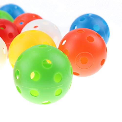 Kofull 40 mm 24 piezas pelotas de golf de distancia con agujero de flujo de aire de golf coloridas bolas de plástico perforadas para práctica de uso doméstico, mascotas bolas para diversión, Mezcla