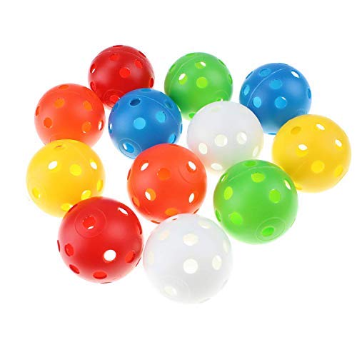 Kofull 40 mm 24 piezas pelotas de golf de distancia con agujero de flujo de aire de golf coloridas bolas de plástico perforadas para práctica de uso doméstico, mascotas bolas para diversión, Mezcla