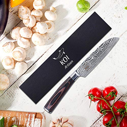 KOI ARTISAN - Cuchillos de cocina para chefs 5 Inch Santoku Knife Acero inoxidable.