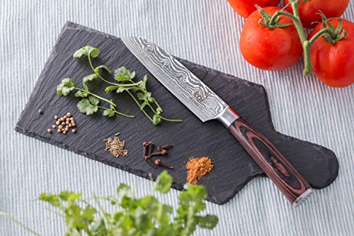 KOI ARTISAN - Cuchillos de cocina para chefs 5 Inch Santoku Knife Acero inoxidable.