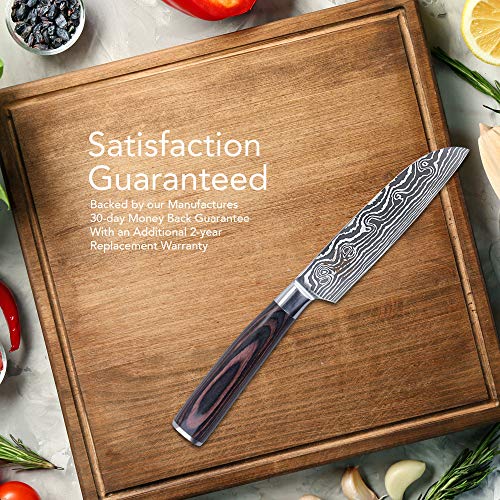 KOI ARTISAN - Cuchillos de cocina para chefs 5 Inch Santoku Knife Acero inoxidable.