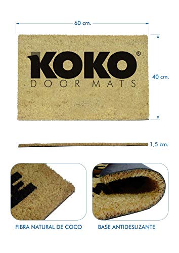 koko doormats Felpudo Entrada casa Originales y Divertidos, felpudos para casa y Jardin, 40 x 60 x 1.5 cm, Coco Natural con Base Antideslizante de PVC, Has traído Cerveza?