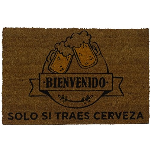 koko doormats Felpudo para Entrada de Casa Original, Modelo Traes Cerveza, Fibra de Coco y PVC, 40x60cm