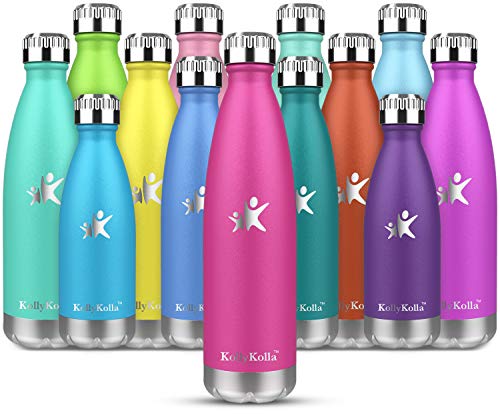 KollyKolla Botella de Agua Acero Inoxidable, Termo Sin BPA Ecológica, Botellas Termica Reutilizable Frascos Térmicos para Niños & Adultos, Deporte, Oficina, Yoga, Ciclismo, (500ml Barbie Rosa)