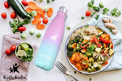 KollyKolla Botella de Agua Acero Inoxidable, Termo Sin BPA Ecológica, Botellas Termica Reutilizable Frascos Térmicos para Niños & Adultos, Deporte, Oficina, Yoga, Ciclismo, (750ml Azul Zafiro)