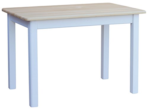 Koma - Mesa de cocina (madera de pino maciza, 100 x 60 cm), color blanco