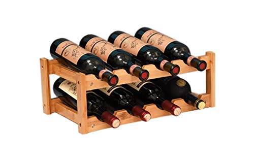 Komost - Estante para botellas de vino, 2 niveles, soporte para botellas de vino de bambú natural, estante para almacenamiento de vino para encimera, despensa, armario, bar