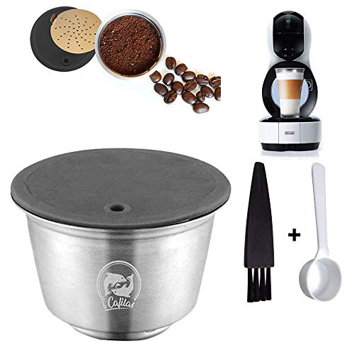 Konesky Cápsulas Reutilizables de Café, Filtro de Cápsula de Café Recargable Metal Acero Inoxidable con Cuchara de Cepillo para Cafetera DOLCE GUSTO LUMIO EDG (Taza de la Cápsula)